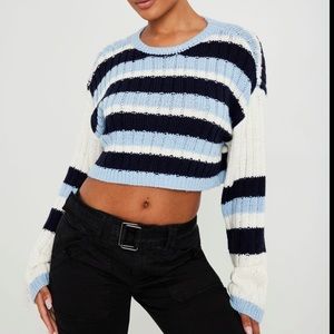 NWT Long Sleeve Crop Stripe Sweater ( sold out )